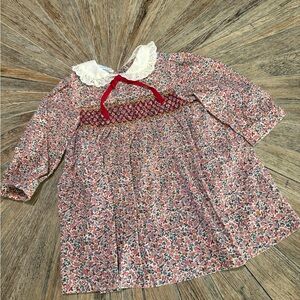 Vintage Polly Flinders Hand Smocked Dress 2T Prairie Peter Pan Collar 1980s